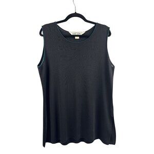 Women’s Howard Wolf Escape Size Large Black Sleeveless Blouse with Teal Stitchin